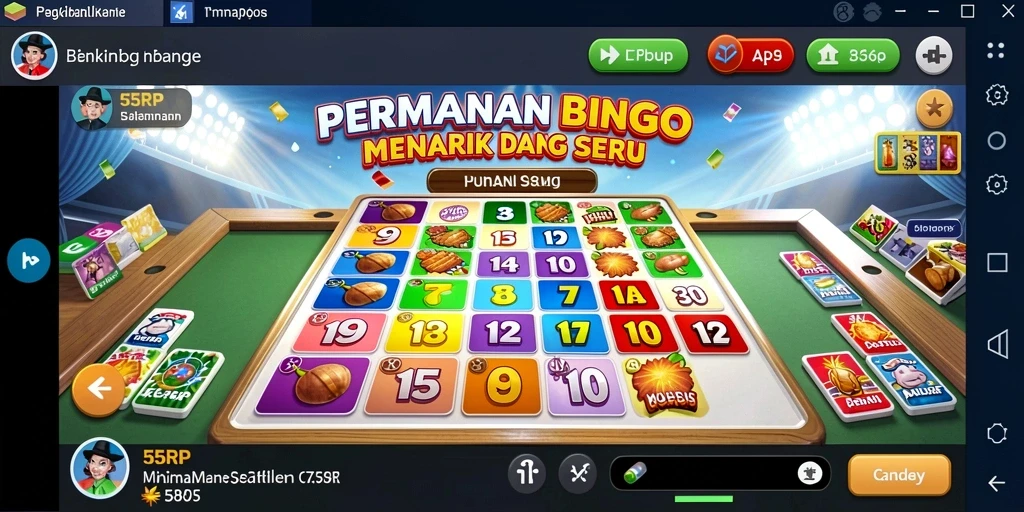 Tampilan gameplay menarik dalam permainan Bingo 55RP.