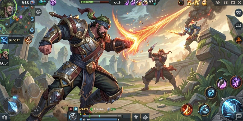 Tangkapan layar saat pertempuran epik di MOBA 6CF.