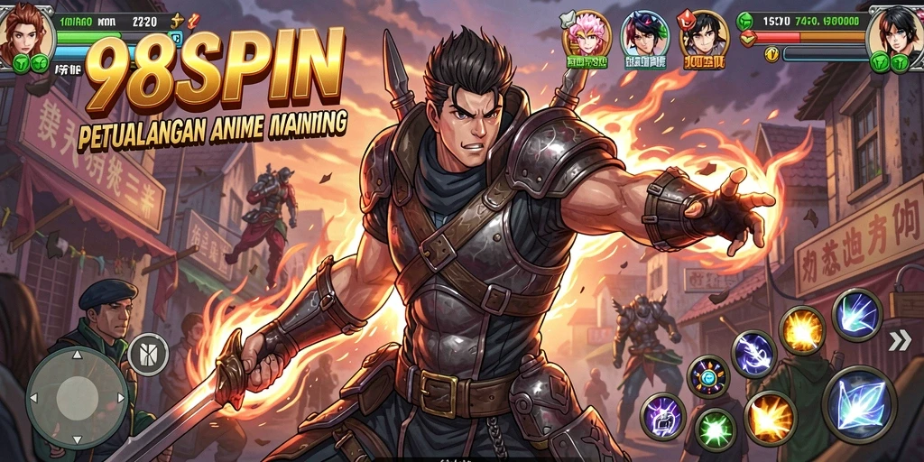 Tampilan gameplay yang menarik dan karakter anime yang penuh warna.