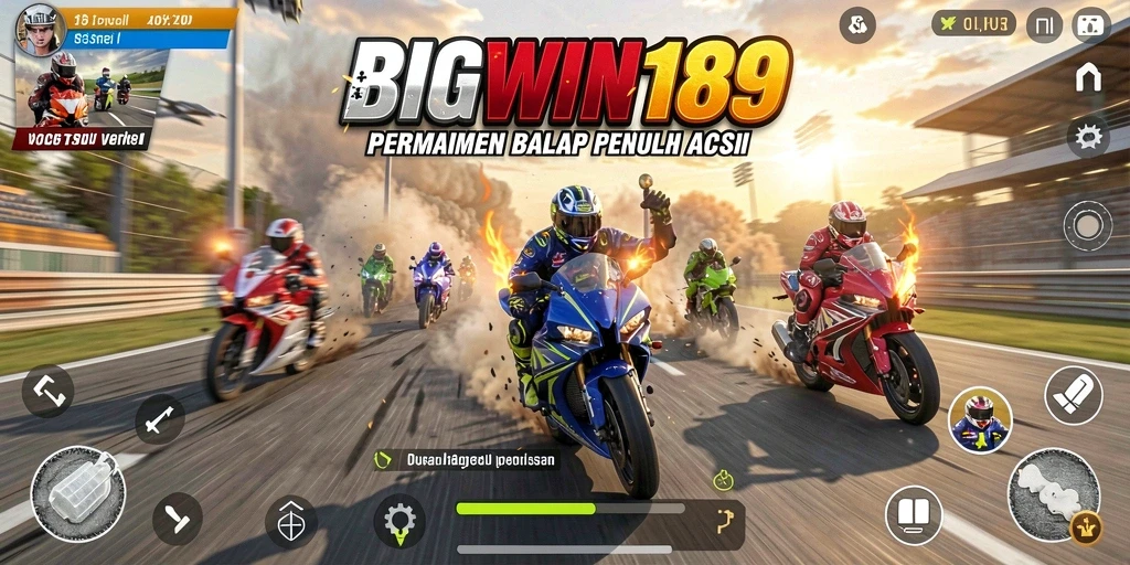 Tampilan gameplay BIGWIN189 yang mendebarkan dan penuh aksi balap motor.