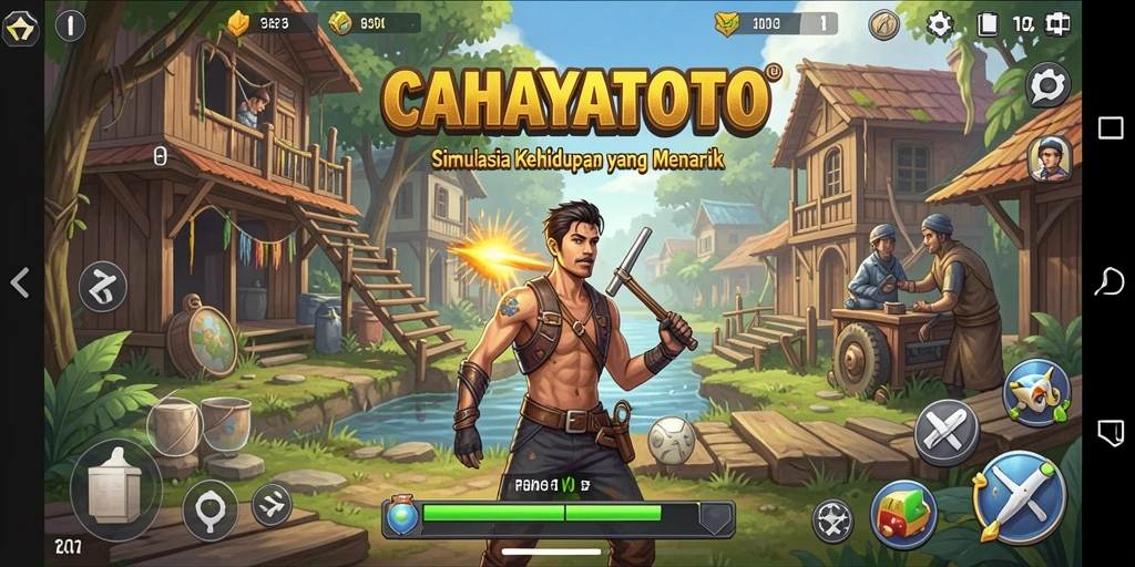 Tangkapan layar gameplay CAHAYATOTO menampilkan aktivitas simulasi kehidupan yang seru.
