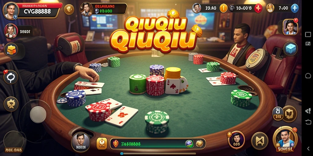 Screenshot gameplay QiuQiu yang menampilkan interaksi pemain.