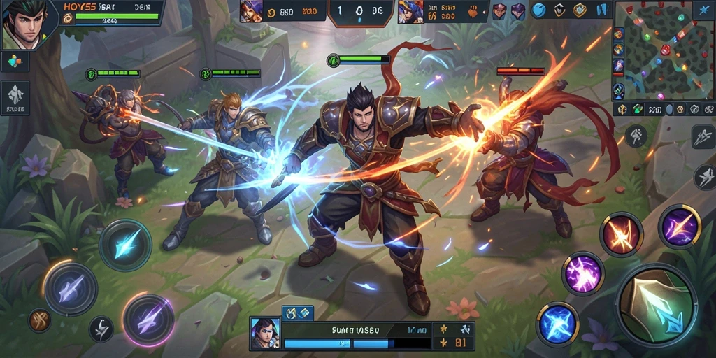 Tangkapan layar utama dari gameplay seru HOYE55 dalam aksi MOBA.