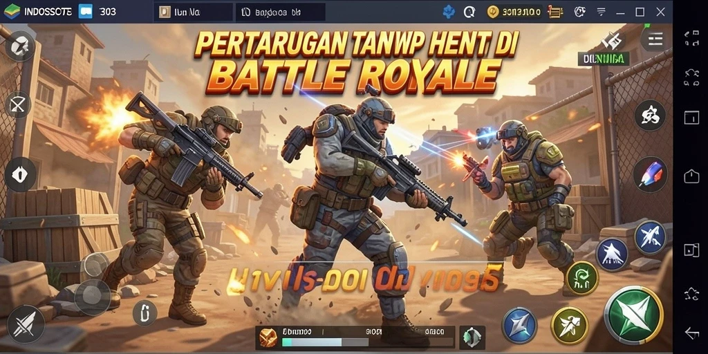 Screenshot INDOSLOT303 menampilkan aksi seru Battle Royale.