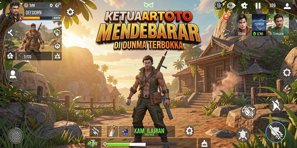 Screenshot gameplay KAMARTOTO menampilkan eksplorasi dunia terbuka yang luas.