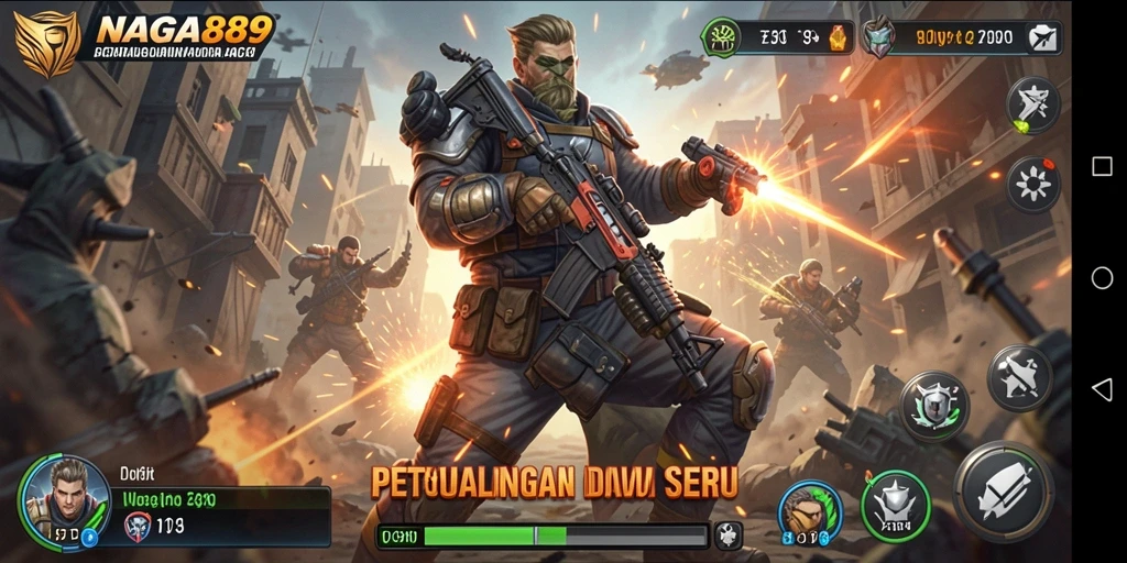 Tangkapan layar yang menunjukkan aksi seru dalam NAGA889.