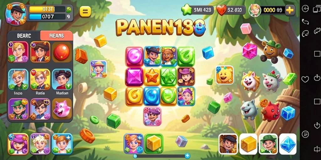 Tangkapan layar gameplay PANEN138 yang menunjukkan kombinasi blok warna-warni.
